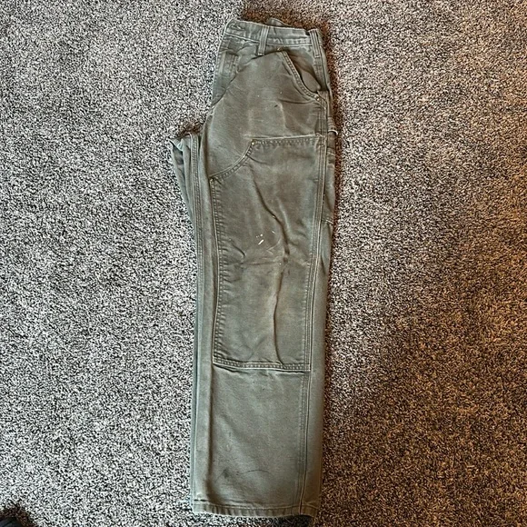 CARHARTT Men's 30x30 Green Double Front Carpenter Pants Original Dungaree Fit - Picture 2 of 6